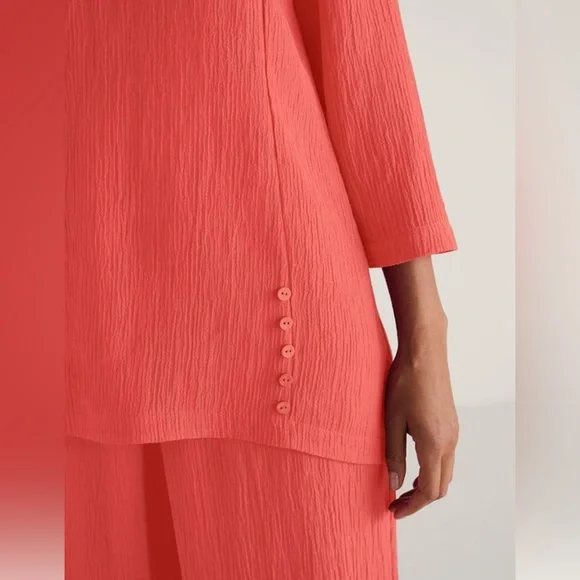 Soft Surroundings SET Oceo Gauze Deep Sea Coral Tunic Wide-Leg Pants NWT Size XL - Picture 5 of 7